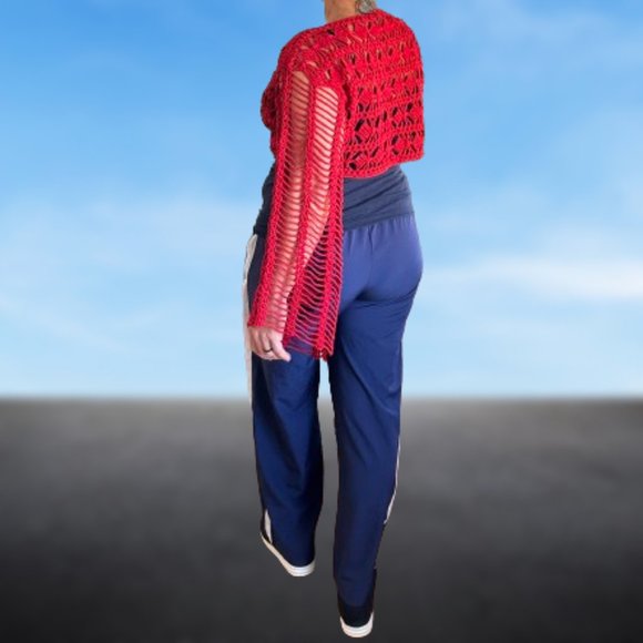 Handmade lace mesh net summer spring crochet crop top lightweight cover up cott - Picture 10 of 16